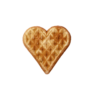 Organic Heart-shaped waffles with added sugar 