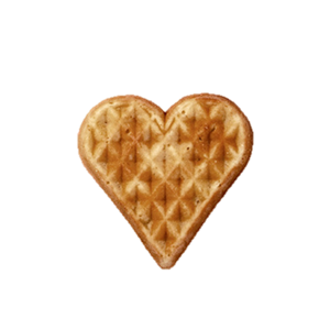 Heart-shaped waffles with added sugar